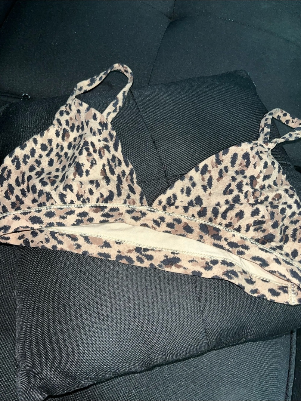 SKIMS Leopard Print Bralette - Beige and Black